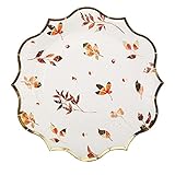 Générique 8 ASSIETTES CARTON FEUILLES AUTOMNE 23CM BLANC