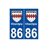  86 Chauvigny blason autocollant plaque stickers ville - Angles : droits