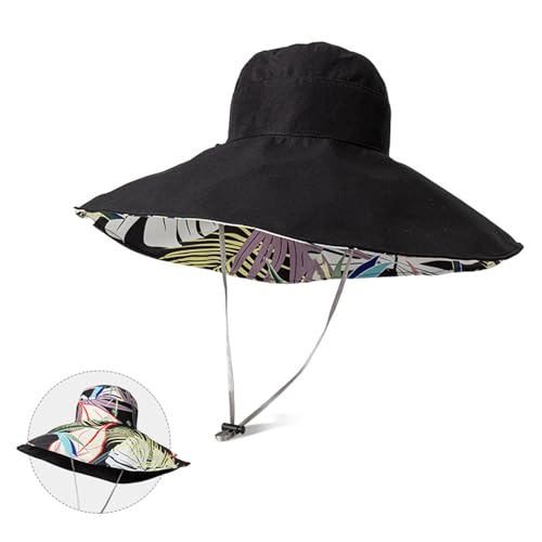 Ruibex Wide Brim Sun Hat for Women with UPF 50+ Protection, Packable and Breathable Summer Beach Hat with Chin Strap （Black）