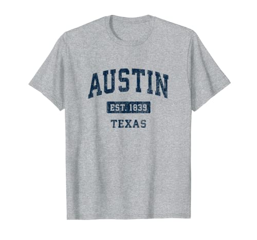 Austin Texas TX Vintage Sports estableció diseño de la marina Camiseta