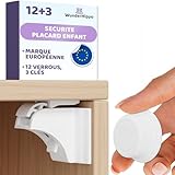 WunderHippo Serrure Magnétique Invisible pour Sécurité Enfant – 12 Verrous & 3 Clés ...
