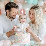 Alianzeo First Birthday Party Crown, 1st Pink Birthday Party Hat for baby Girl or Boy, Glitter Crown hat for 1st baby - Image 3