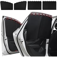 Car Window Sun Shade for Side Window, 4 Pcs Magnetic Covers Blackout Car Sun Shade Privacy Curtains Universal UV Protection Automotive Sunshades for Family Baby Kids Camping
