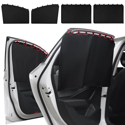 Car Window Sun Shade for Side Window, 4 Pcs Magnetic Covers Blackout Car Sun Shade Privacy Curtains Universal UV Protection Automotive Sunshades for Family Baby Kids Camping