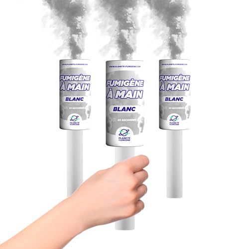 Fumigène torche à main blanc lot de 3 à mèche de catégorie F1
