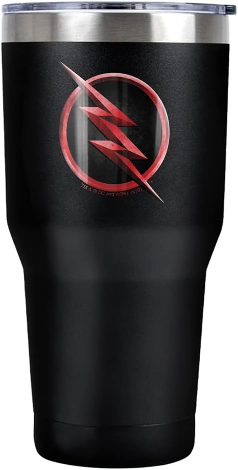 The Flash Reverse Flash Bolt Logo Stainless Steel Tumbler 30 oz Coffee Travel Cup, Vacuum Insulated & Double Wall with Leakproof Sliding Lid