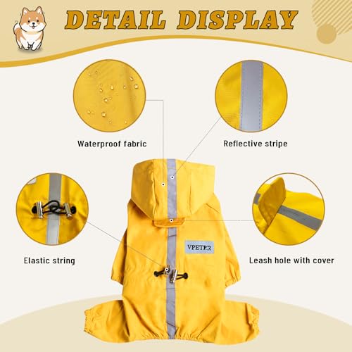 LOS ANDES Capa de chuva para cães, impermeável com capuz para cães pequenos, casaco de chuva para cã