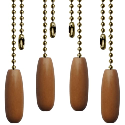 Aeknewo 4 Pack Ceiling Fan Pull Chains 12-inch Beaded Ball Chains Wooden Decorative Pendant...