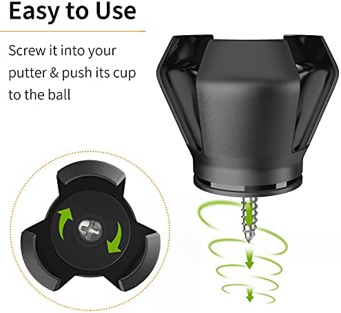 Uniclife 3-Prong Golf Ball Retriever Grabber for Putters Golf Pick-up Claw Portable Grip Sucker Tool Back Saver with Stainless Steel Screws (Not for SuperStroke & Odyssey Grips), 3 Pack