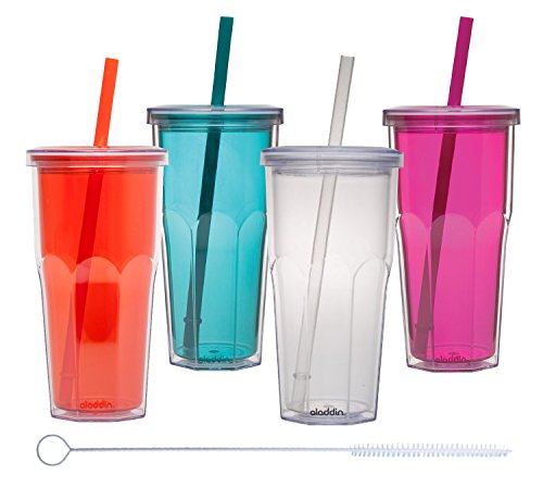 Aladdin 4 Pack Insulated Cold to Go Tumbler 20oz Includes Switx Straw Cleaner - Set 1