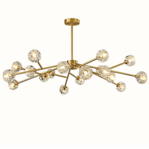 Saffbei Crystal Chandeliers Modern Sputnik Chandeliers Crystal Pendant Light With 18 Lights Contemporary Gold Chandeliers Ceiling Light Fixtures For Living Room Bar Shop, G9 Led Bulbs Included #TOP1