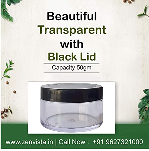 Image of Zenvista Meditech Cosmetics Shan Jars, 50 gm with Matte Finish Black Lids, for Lip Balms, DIY Skin Care - Pack of 3
