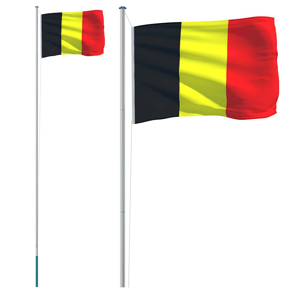 Genérico Mástil y Bandera de Bélgica Aluminio 6,23 m,Casa y jardín,Decoración,Banderas y Mangas de viento-3147087