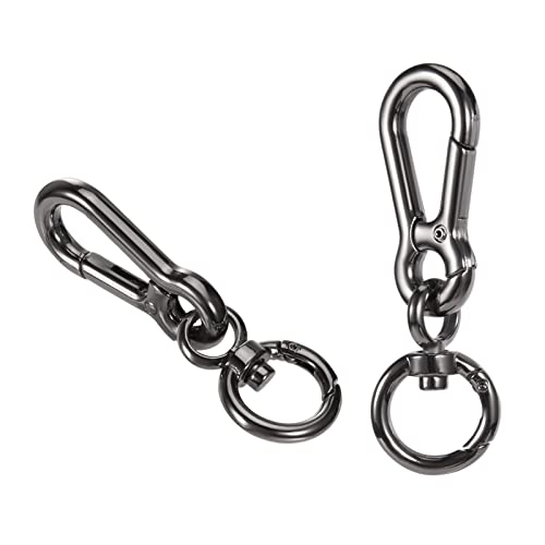 Seadesky Carabiner Clip Keychain Hooks 4Pcs W/ 12Pcs Key Rings, Swivel Eye Snap Hook Keyring Key Chain Holder Organizer For Car Key Finder Keyfob (Gun Grey) #TOP4