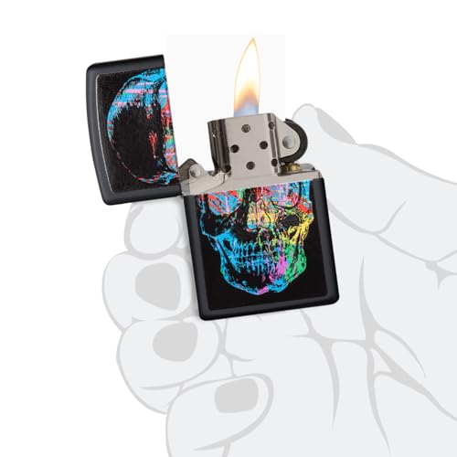 Encendedor Zippo Colorful Skull Negro Mate miniatura 6