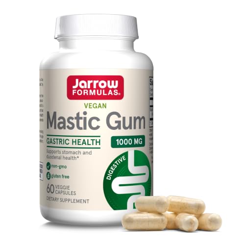Jarrow Formulas Mastic Gum 1000 mg - 60 Veggie Caps - Natural Formula Supporting Stomach Duodenal & Oral Health - Dietary Supplement - 30 Servings (Packaging May Vary)