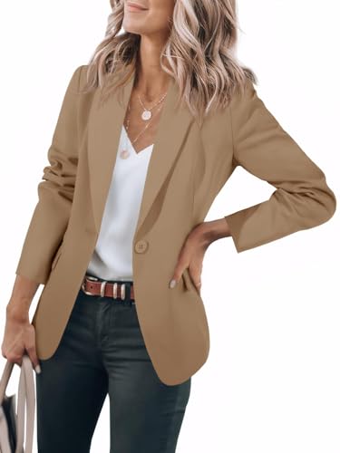 Cicy Bell Veste décontractée à manches longues pour femme, blazer ouvert sur le devant pour le bureau, L