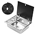 Acouto 304 Stainless Steel Kitchen Sink RV Yacht Bathroom - Kitchen Sink Stainless Steel Single Bowl with Tempered Glass Cover, Flat Water - Tools & Home ImprovementKitchen & Bath