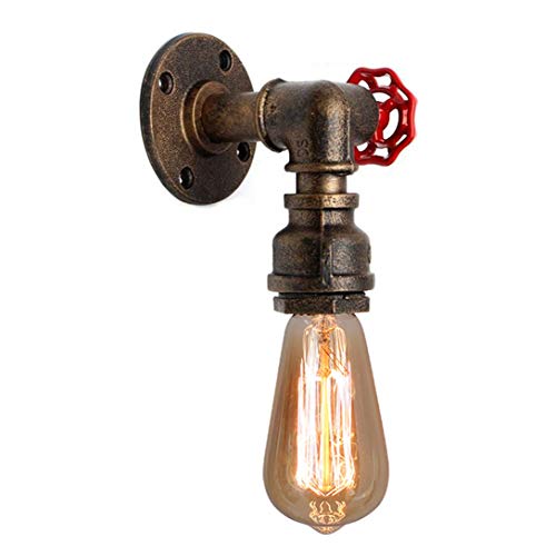 Water Pipe Wall Light Vintage Industrial Wall Lamp Retro Metal Wall Sconce Steampunk Rustic Style E27 Lampe Socket for Home Hall Kitchen Restaurant Loft Decor Pub Cafe Hotel