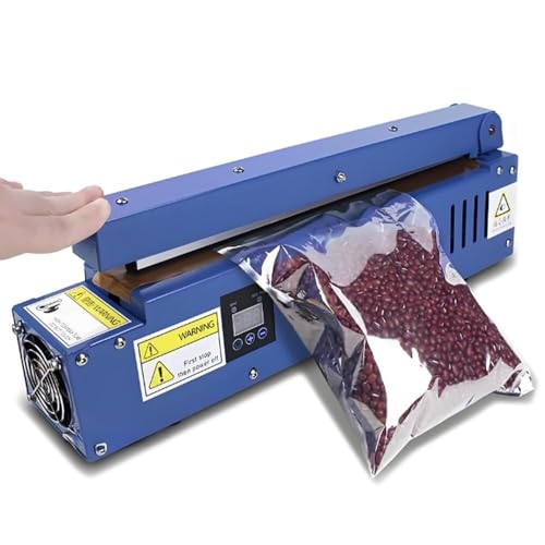 Sellador manual de bolsas con control de temperatura, sellado, corte, conteo e impresión de fecha para envasado de alimentos