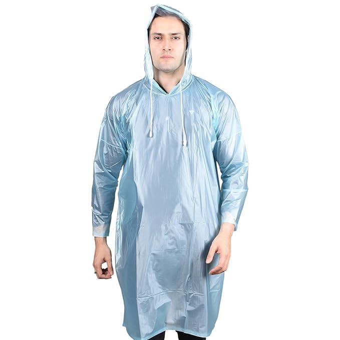dooshi RainShield Lite Reusable Waterproof Rain Poncho with Hood for Men & Women | Lightweight Foldable Raincoat | Free Size Monsoon Rain Wear for Travel, Commuting & Daily Use - Blue-picture-14