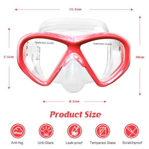 Image of Kids Swim Goggles Snorkel Diving Mask for Boys Girls Ages 5-15, Two-Color Anti-Fog Swimming Goggles with Nose Cover