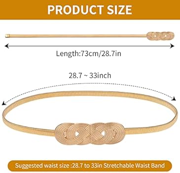 AWAYTR Women Skinny Belt Reversible Leather Belt - No Hole Belt Thin Waist Belt With Gold Buckle