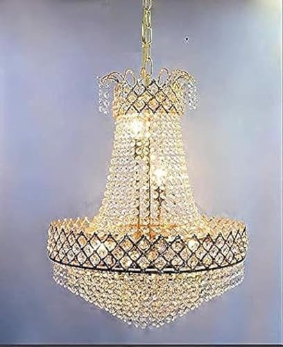 Image of SUANI Modern Crystal Decorative Pendant Chandelier for Home, Restaurant, Hotel | Light Fixture Jhoomar (Golden 480 mm)