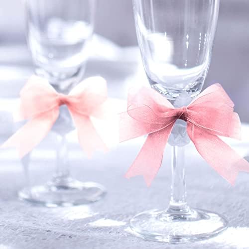 2 Rolls of Organza Ribbon, Clear Chiffon Ribbon, 20mm x 45m Each, for DIY Crafts, Ribbons for Gift Wrapping, Birthday Party Ribbon Decoration (Pink Ribbon)