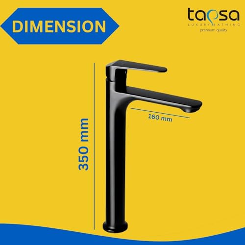 Image of Tapsa Italian Series Black PVD Coated Tall Pillar Cock Tap /Basin Tap with Long Spout & 12 Inch Tall Body Tall Boy Extended Pillar Tap Faucet