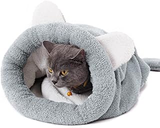 PAWZ Road Cat Sleeping Bag Fleece Soft Self Warming Washable Cat Beds Snuggle Sack Blanket Mat Kitty Sack Suitable for cat and Puppy Grey 60 * 58CM