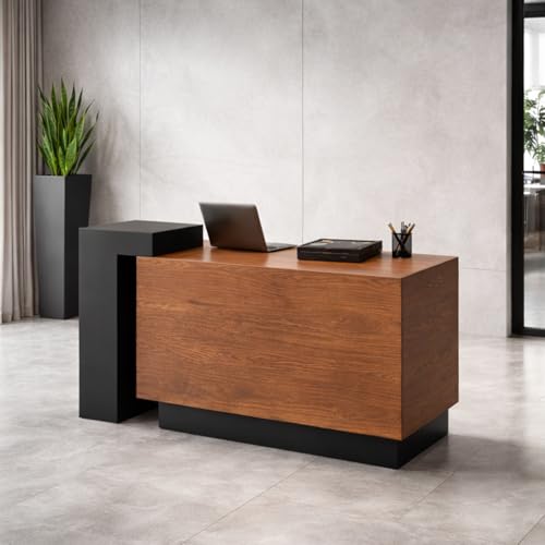 Heliosrider Moderne Empfangstheke mit Schublade und Aktenschrank Fronttresen für Büro, Salon, Spa und Einzelhandel Kleine Empfangstresen für begrenzte Räume (L, 150cm)