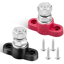 RED WOLF 12V 150A Power Distribution Block 3/8" Single Stud Busbar M10 Terminal Bus Bar 12 Volt DC Battery Junction Post Power for Auto Boat Marine Solar System Positive and Negative 2PC