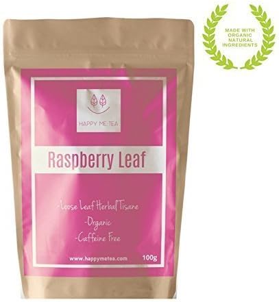 HAPPY ME TEA Raspberry Leaf Tea - Organic Mixed Raspberry Tea - Caffeine Free Tea for Pregnancy (100g) with Free Tea Strainer Inside