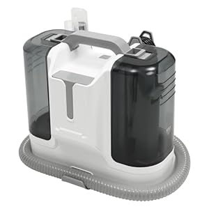 Draagbare natte en droge wasstofzuiger, 380-450 W tapijtreiniger met 6 reinigingskoppen, 2 tanks, vlekreiniger voor banken, tapijten, gordijnen, bedden, kussens