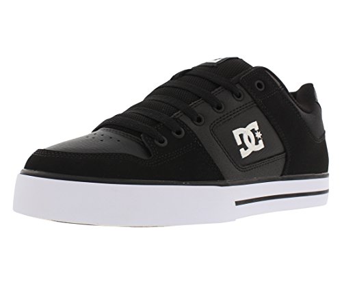 DC Men's Pure Low Top Lace Up Casual Skate Shoe Sneaker, Black/Black/White, 8