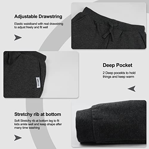 Kids Soft Brushed Fleece Jogger Sweatpants Adjustable Drawstring Casual Pants for Boys and Girls 3-12 Years4