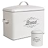 nonacasa Farmhouse Bread Box For Kitchen Countertop Extra Large Bread box White Bread Container with Matching Biscuit Tin in Metal, Rustic Bread Boxes For Kitchen Counter (Farmhouse Styling)