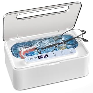 Phniti Pulitore Ultrasuoni, Pulitore Ultrasuoni Apparecchio Denti a 47KHz, Pulitore a Ultrasuoni da 330 ml Ultrasonic Cleaner, Portatile ad Pulitore Ultrasuoni Gioielli per Protesi, Occhiali, Orologi