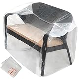 2-Pack Patio Loveseat Bench Cover - Reusable & Heavy-Duty Clear Plastic Outdoor Patio Furniture Covers Waterproof, Extra-Thick Outdoor Furniture Waterproof Couch Cushion Covering, 58' x 28' x 52.5'