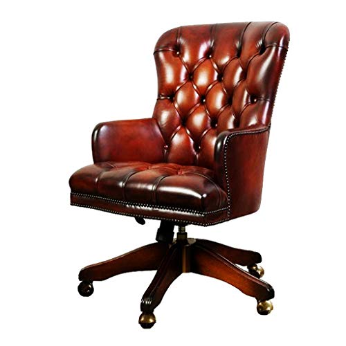 XINKO Silla Vintage Boss, Silla de Oficina, Silla giratoria de Cuero para el hogar, Silla de Conferencia con Ruedas, marrón