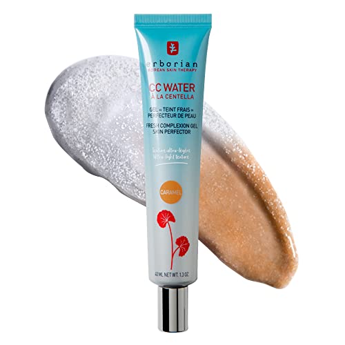 Erborian - CC Water con Centella Asiática - Tratamiento Facial Tinte Perfeccionador de Piel con Ácido Hialurónico - Efecto Hidratante y Alisador - Tono Caramelo - Cuidado Cosmético Coreano - 40ml