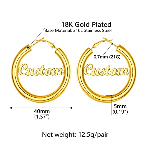 Image of Stainless Steel Chunky Hoop Earrings For Women, Minimalist and Chic, Black /Gold Plated, Round Hoops Earrings Hypoallergenic, Size: 30mm /40mm /60mm /80mm, Come with Box