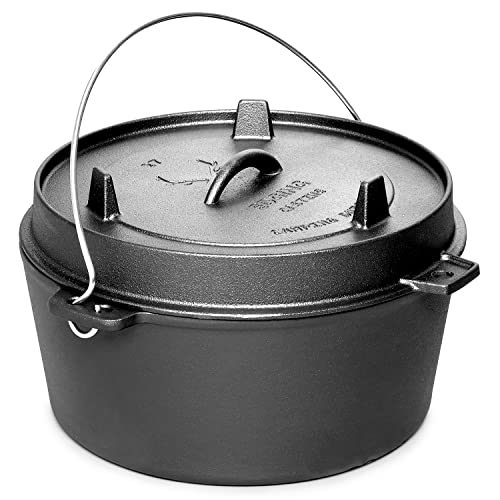 Edging Casting Pre-Seasoned Cast Iron Camping Dutch Oven, 6Qt Outdoor Camping Dutch Oven Pot With Lid Tripod #TOP2