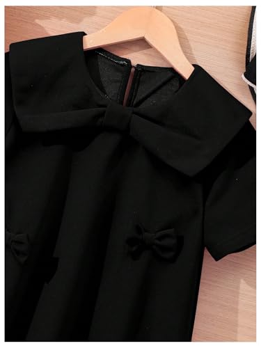 Verdusa Girl's Cut Bow Collar Dress Short Sleeve Flared A Line Princess Dresses3