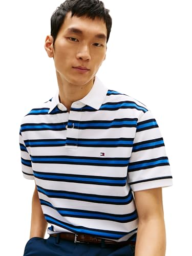 Image of Tommy Hilfiger Men's Short Sleeve Polo Shirts in Classic Fit with Stretch and Organic Pique Cotton
