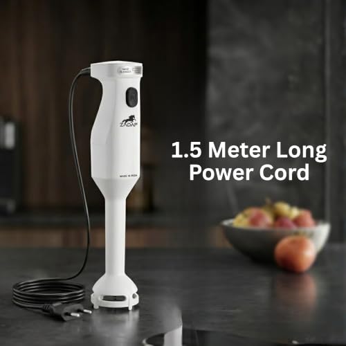 Image of Hand Blender 18000 RPM Powerful Motor | Stainless Steel Blade | Electric Stick Blender for Smoothies, Milkshake, Lassi, Soup, Baby Food & Puree | 1.5m Cord | Wall Mount | 2 Year Warranty