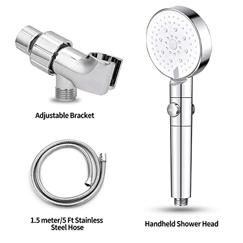 High Pressure Shower Head With Pause Mode, 5 Settings Handheld Showerhead Sprayer With 59" Stainless Steel Hose, High Flow Bathroom Handheld Showerhead Replacement #TOP3