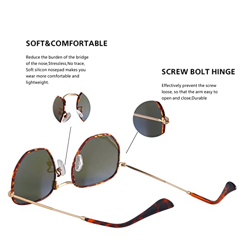 Image of Hipster Hexagonal Polarized Sunglasses Men Women Geometric Square Small Vintage Metal Frame Retro Shade Glasses