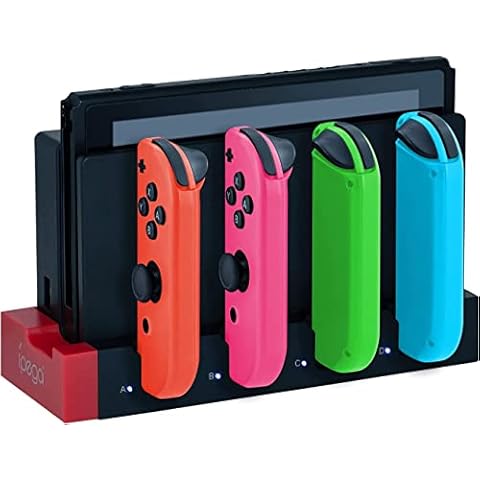 Mcbazel Switch 4 in 1 Joy-Con Ladestation Dockingstation zum Aufladen mit LED-Anzeige für NS Switch Controller Ladegerät Cover